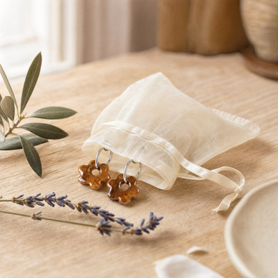 Boucle d'oreille fleur, vue 4